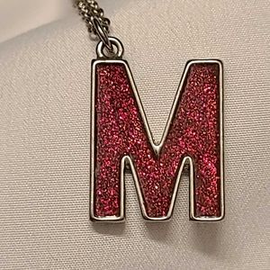 M glitter initial necklace